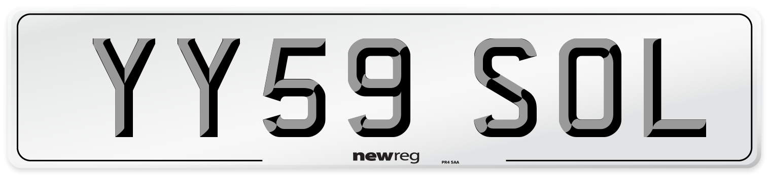 YY59 SOL Number Plate from New Reg